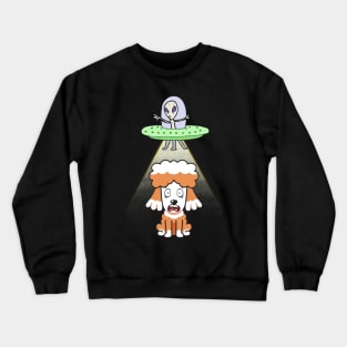 Funny poodle is being abducted by aliens Crewneck Sweatshirt
